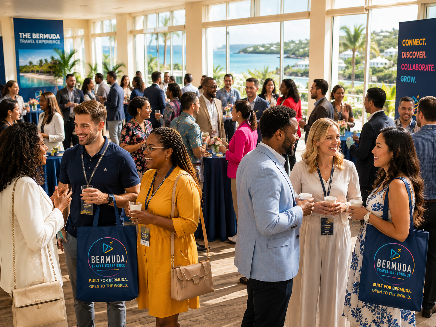 Guests networking at a Bermuda Travel Experience event
